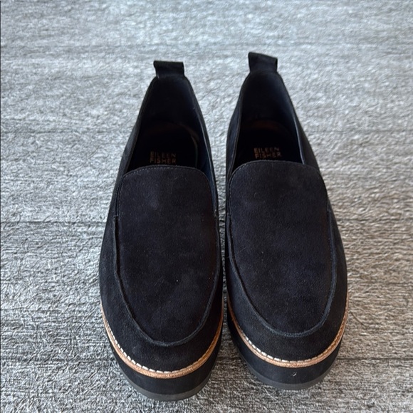 Eileen Fisher | Ells Black Suede Platform Loafer - Picture 4 of 9